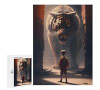 Featured Design: Boy Meets Giant Tiger, 500 PCS, Decorative Jigsaw for Grown-Ups, Creative Indoor Hobby, with A Decorative Finished Picture