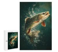 Featured Design: Brook Trout Leaping Painting ｜ Night Trout Drama, 1000 PCS, Decorative Jigsaw for Grown-Ups, New Year Puzzle Gift; for Couples, Friends And Family