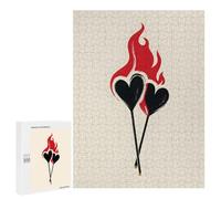 Featured Design: Burning Hearts Illustration, 500 PCS, Challenging Puzzle for Adults, Winter Activity Gift, for Relaxing Solo Or Group Play