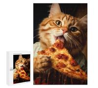 Featured Design: Cat Eating Pizza, 1000 PCS, Wooden Art Puzzle, Weekend Puzzle Project - for Quiet Evenings And Focused Play