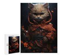 Featured Design: Cat Explorer in Uniform, 500 PCS, Adult Wooden Jigsaw, Year-End Present, for Mindful Indoor Entertainment