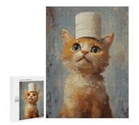Featured Design: Cat in A Toilet Paper Hat, 500 PCS, Decorative Jigsaw for Grown-Ups, Mindful Gift for Adults, for Mindful Indoor Entertainment