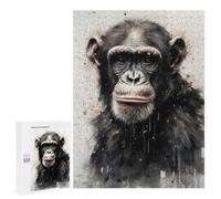 Featured Design: Chimpanzee Primate Majesty, 500 PCS, Wooden Art Puzzle, Holiday-Season Gift, with A Decorative Finished Picture