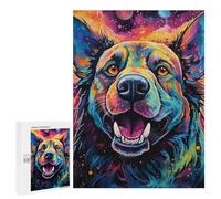 Featured Design: Colorful Cosmic Canine, 500 PCS, Displayable Picture Puzzle, Year-End Present - for Quiet Evenings And Focused Play