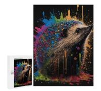 Featured Design: Colorful Hedgehog Art Print-1, 500 PCS, Wooden Picture Puzzle for Grown-Ups, Screen-Free Activity - for Detail-Focused Puzzlers