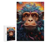 Featured Design: Colorful Monkey Portrait-6, 300 PCS, Displayable Picture Puzzle, Mindful Gift for Adults - for Detail-Focused Puzzlers