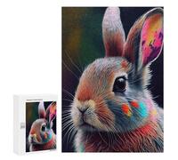 Featured Design: Colorful Rabbit Animals, 300 PCS, Jigsaw Puzzle for Adults, New Year Puzzle Gift - to Assemble, Frame And Display