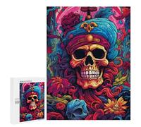 Featured Design: Colorful Skull Fantasy Art, 500 PCS, Decorative Jigsaw for Grown-Ups, Festive Gift for Adults; for Shared Table Time