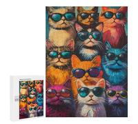 Featured Design: Cool Cats in Sunglasses, 500 PCS, Displayable Picture Puzzle, Year-End Present - for Quiet Evenings And Focused Play