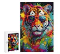 Featured Design: Cool Tiger in Sunglasses, 1000 PCS, Displayable Picture Puzzle, Year-End Present - for Quiet Evenings And Focused Play