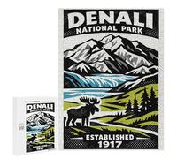 Featured Design: Denali National Park Vintage Poster, 500 PCS, Displayable Picture Puzzle, New Year Gift - for Quiet Evenings And Focused Play