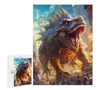 Featured Design: Dinosaur Rampage in Cityscape, 500 PCS, Displayable Picture Puzzle, Weekend Puzzle Project, for Screen-Free Relaxation at Home
