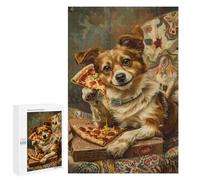 Featured Design: Dog Eating Pizza on Couch, 1000 PCS, Adult Tabletop Puzzle, Thoughtful Present - for Detail-Focused Puzzlers