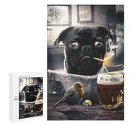 Featured Design: Dog Smoking And Drinking, 1000 PCS, Displayable Picture Puzzle, Mindful Gift for Adults - for Detail-Focused Puzzlers