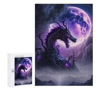 Featured Design: Dragon Under The Moonlit Sky -1, 300 PCS, Wooden Picture Puzzle for Grown-Ups, Winter Activity Gift, for Relaxing Solo Or Group Play