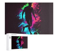 Featured Design: Dynamic Soccer Player Silhouette Artwork, 1000 PCS, Wooden Brain Teaser for Adults, New Year Puzzle Gift, for Screen-Free Relaxation at Home