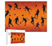 Featured Design: Dynamic Soccer Silhouettes in Motion, 500 PCS, Wooden Art Puzzle, Winter Gift - to Assemble, Frame And Display