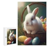 Featured Design: Easter Basket with Bunny-4, 1000 PCS, Decorative Wooden Puzzle, New Year Party Activity - to Assemble, Frame And Display