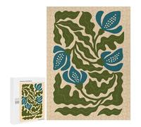 Featured Design: Elegant Blue Floral Illustration - Minimal Botanical Wall Art with Cool Tones, 500 PCS, Wooden Brain Teaser for Adults, Gift for Winter Evenings - for Detail-Focused Puzzlers