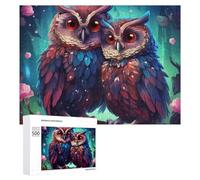Featured Design: Enchanted Forest Owls, 500 PCS, Wooden Picture Puzzle for Grown-Ups, Winter Activity Gift, for Relaxing Solo Or Group Play