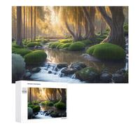 Featured Design: Enchanted Forest Stream Serenity, 1000 PCS, Decorative Wooden Puzzle, New Year Party Activity - to Assemble, Frame And Display