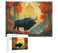 Featured Design: Enchanted Forest with Mystical Beast, 500 PCS, Decorative Wooden Puzzle, New Year Party Activity - to Assemble, Frame And Display