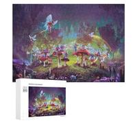 Featured Design: Enchanted Mushroom Grove, 300 PCS, Decorative Wooden Puzzle, New Year Party Activity - to Assemble, Frame And Display