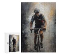 Featured Design: Energetic Cyclist Painting, 300 PCS, Decorative Jigsaw for Grown-Ups, Mindful Gift for Adults, for Mindful Indoor Entertainment