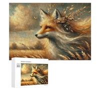 Featured Design: Fox in Golden Fields, 300 PCS, Wooden Jigsaw Puzzle for Adults, Relaxing Home Activity - for A Rewarding Weekend Challenge