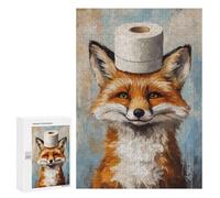 Featured Design: Fox with Toilet Paper Hat, 300 PCS, Decorative Jigsaw for Grown-Ups, Mindful Gift for Adults, for Mindful Indoor Entertainment