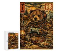 Featured Design: Gamer Bear in A Mountain Cabin, 300 PCS, Challenging Puzzle for Adults, Gift for Winter Evenings, for Relaxing Solo Or Group Play