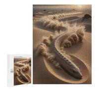 Featured Design: Giant Sandworm in Desert Landscape, 500 PCS, Wooden Art Puzzle, Year-End Present, for Relaxing Solo Or Group Play