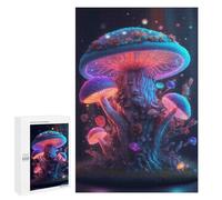 Featured Design: Glowing Fantasy Mushrooms, 1000 PCS, Wooden Picture Puzzle for Grown-Ups, Screen-Free Activity - for Detail-Focused Puzzlers
