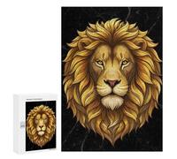Featured Design: Golden Lion Head on Marble Background, 300 PCS, Challenging Puzzle for Adults, Holiday-Season Gift; for Shared Table Time