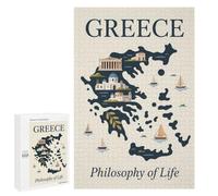 Featured Design: Greece︰ Philosophy of Life Map, 1000 PCS, Challenging Puzzle for Adults, Holiday-Season Gift; for Shared Table Time