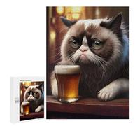 Featured Design: Grumpy Cat with Beer, 500 PCS, Decorative Wooden Puzzle, Seasonal Home Décor - for A Rewarding Weekend Challenge