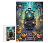 Featured Design: Halloween Train Through The Woods -1, 1000 PCS, Wooden Brain Teaser for Adults, Gift for Winter Evenings - for Detail-Focused Puzzlers