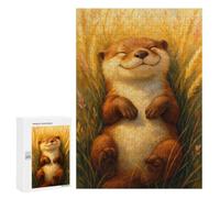 Featured Design: Happy Otter in Golden Field, 300 PCS, Decorative Jigsaw for Grown-Ups, Festive Gift for Adults; for Shared Table Time