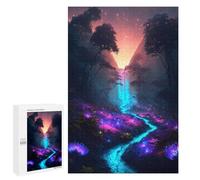 Featured Design: Illuminated Forest Cascade, 1000 PCS, Jigsaw Puzzle for Adults, New Year Puzzle Gift - to Assemble, Frame And Display