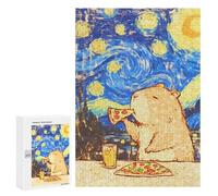 Featured Design: Kawaii Capybara Eating Pizza, 300 PCS, Challenging Puzzle for Adults, Thoughtful Present, for Mindful Indoor Entertainment
