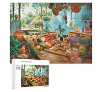 Featured Design: Kitchen of Abundance A Vibrant Scene, 500 PCS, Wooden Brain Teaser for Adults, Gift for Winter Evenings - for Detail-Focused Puzzlers