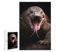 Featured Design: Komodo Dragon with Mouth Open, 1000 PCS, Wooden Art Puzzle, Holiday-Season Gift, with A Decorative Finished Picture