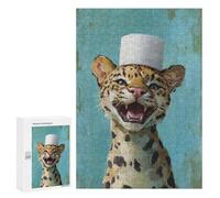 Featured Design: Leopard in A Toilet Paper Hat, 300 PCS, Decorative Jigsaw for Grown-Ups, Mindful Gift for Adults, for Mindful Indoor Entertainment