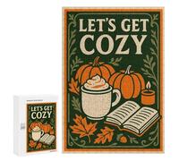 Featured Design: Lets Get Cozy Fall Illustration, 300 PCS, Adult Wooden Jigsaw, Housewarming Gift - for A Rewarding Weekend Challenge