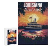 Featured Design: Louisiana Riverboat Sunset, 300 PCS, Decorative Jigsaw for Grown-Ups, Festive Gift for Adults; for Shared Table Time