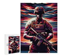Featured Design: Marine Corps Sunset Wpap, 500 PCS, Wooden Jigsaw Puzzle for Adults, New Year Decoration, for Screen-Free Relaxation at Home