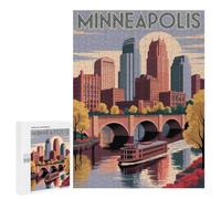 Featured Design: Minneapolis Skyline with Riverboat, 500 PCS, Decorative Jigsaw for Grown-Ups, New Year Puzzle Gift; for Couples, Friends And Family