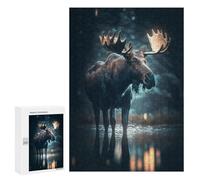 Featured Design: Moose Night The Rain, 300 PCS, Jigsaw Puzzle for Adults, Festive Gift for Adults - for A Rewarding Weekend Challenge