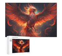 Featured Design: Phoenix Rising Mythical Firebird Artwork -5, 1000 PCS, Wooden Picture Puzzle for Grown-Ups, Winter Activity Gift, for Relaxing Solo Or Group Play