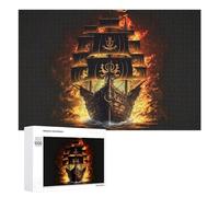 Featured Design: Pirate Ship on Fire, 1000 PCS, Adult Wooden Jigsaw, New Year Gift, for Relaxing Solo Or Group Play
